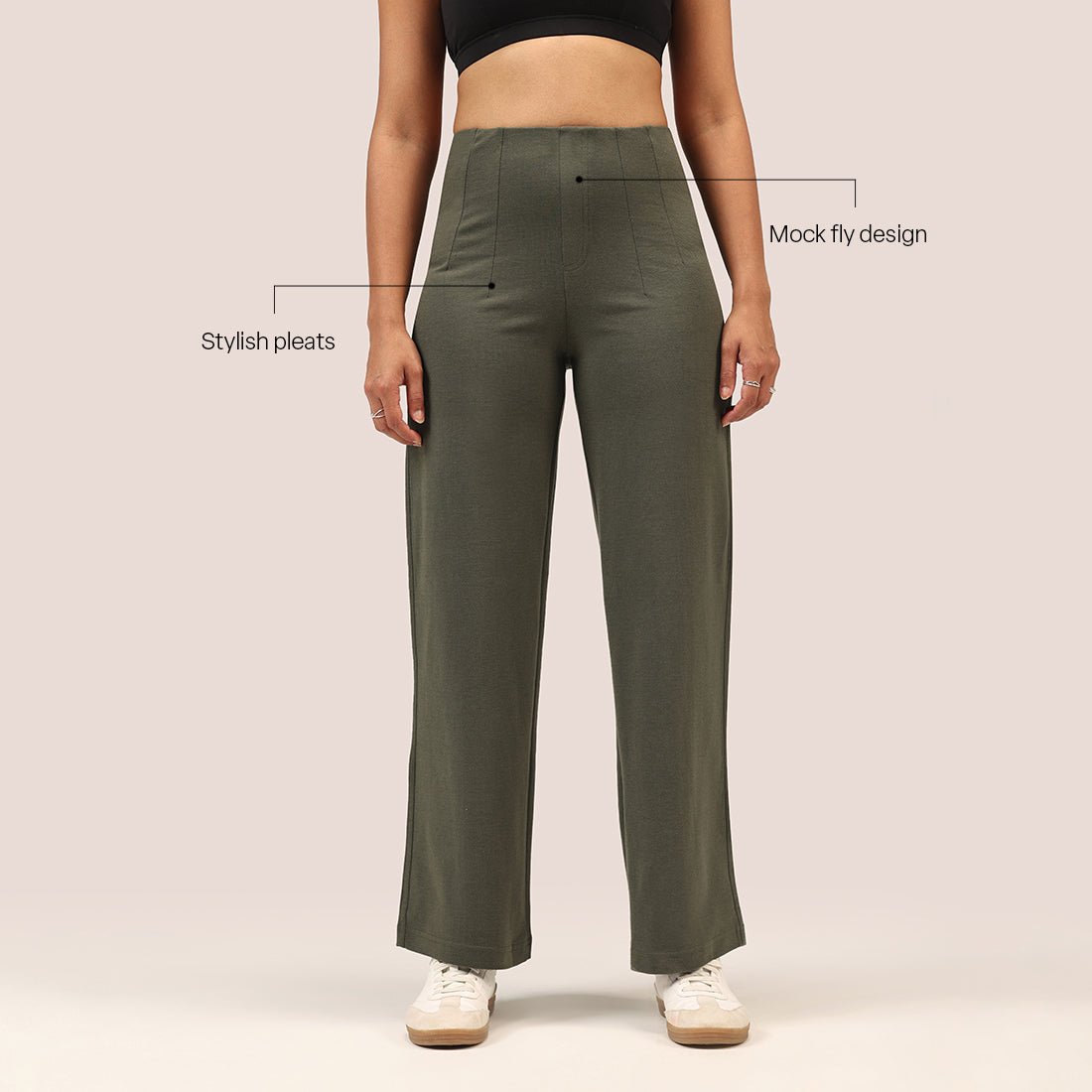 Work-To-Wine Twill Wide Dart Pants - BlissClub