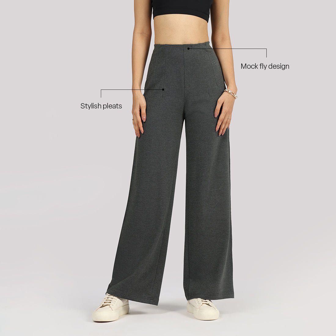 Work-To-Wine Twill Wide Dart Pants - BlissClub