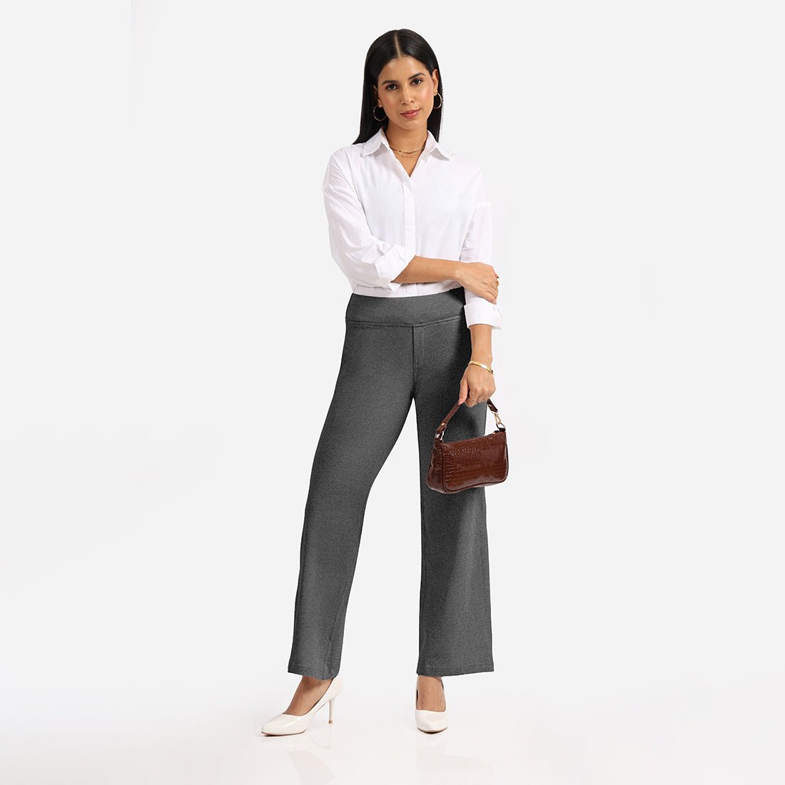 Work-To-Wine Twill Wide Leg Flare Pants - BlissClub