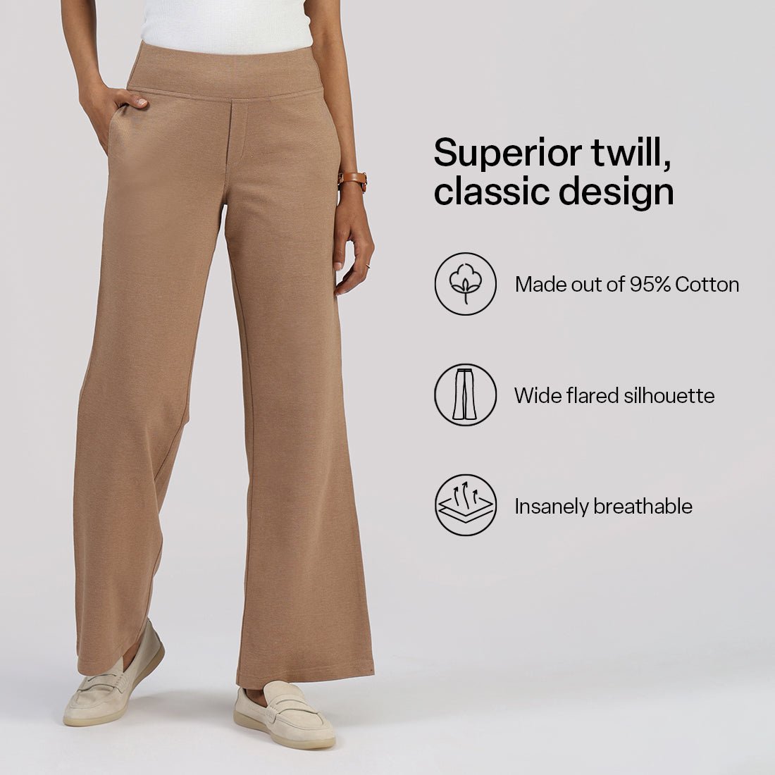 Work-To-Wine Twill Wide Leg Flare Pants - BlissClub