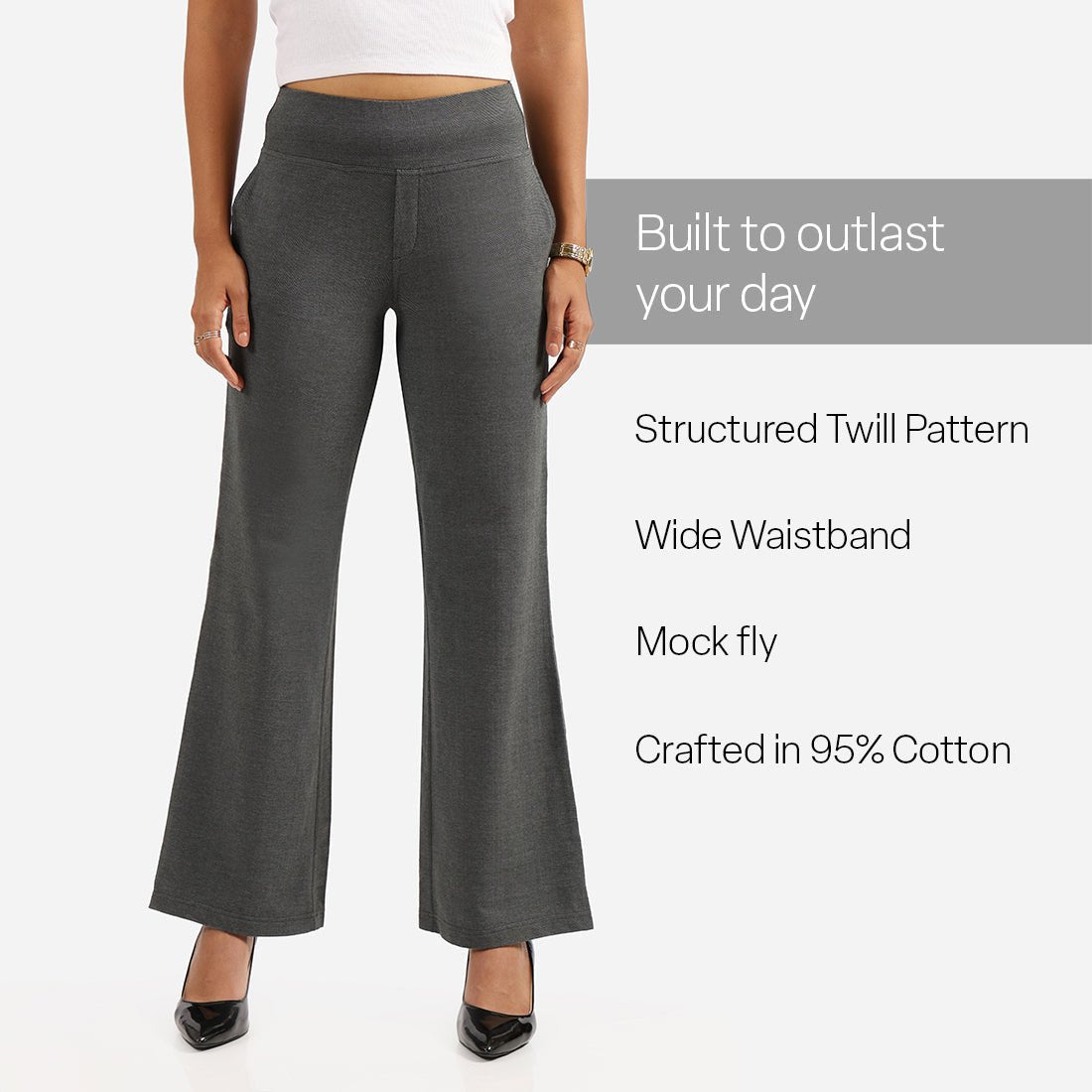 Work-To-Wine Twill Wide Leg Flare Pants - BlissClub
