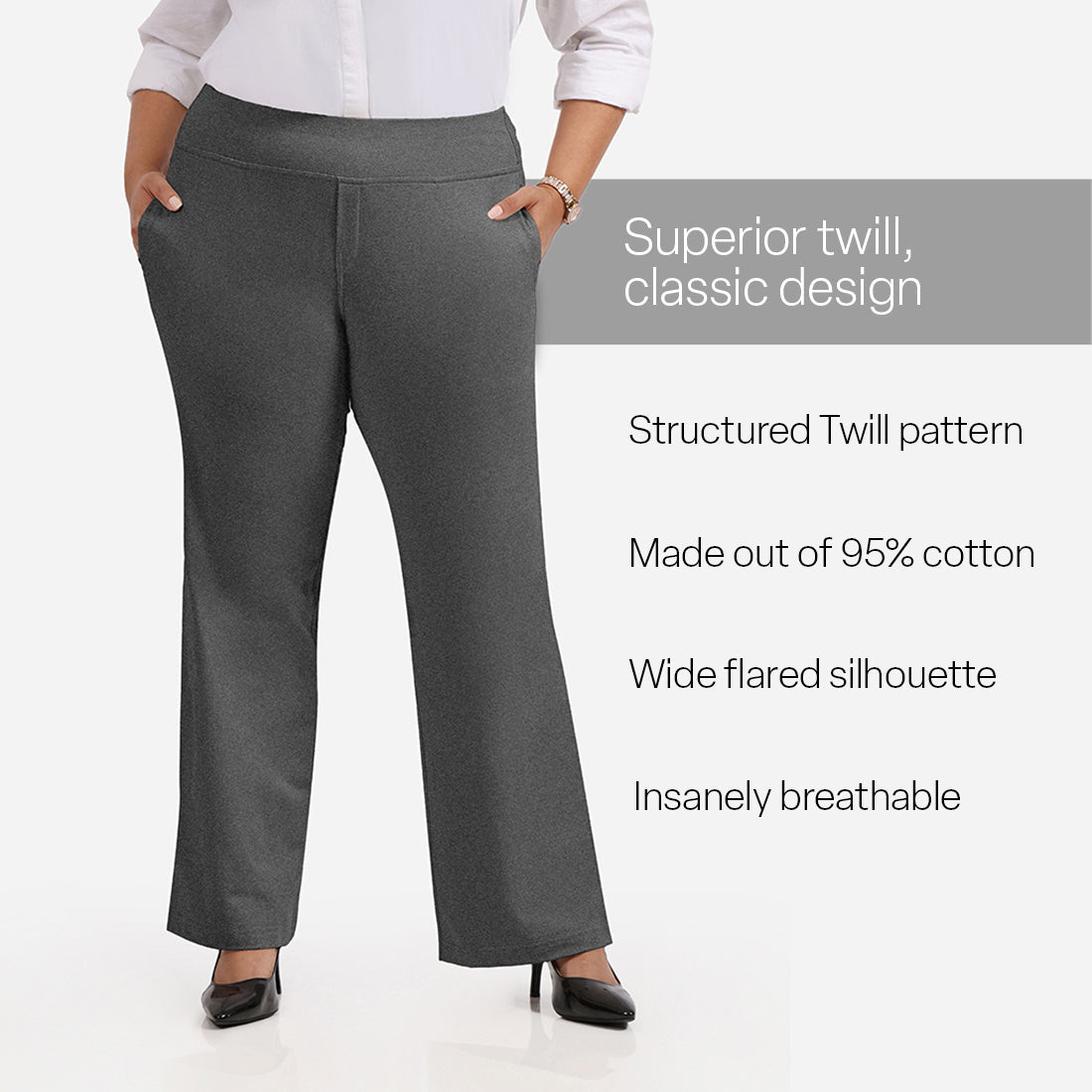 Work-To-Wine Twill Wide Leg Flare Pants - BlissClub