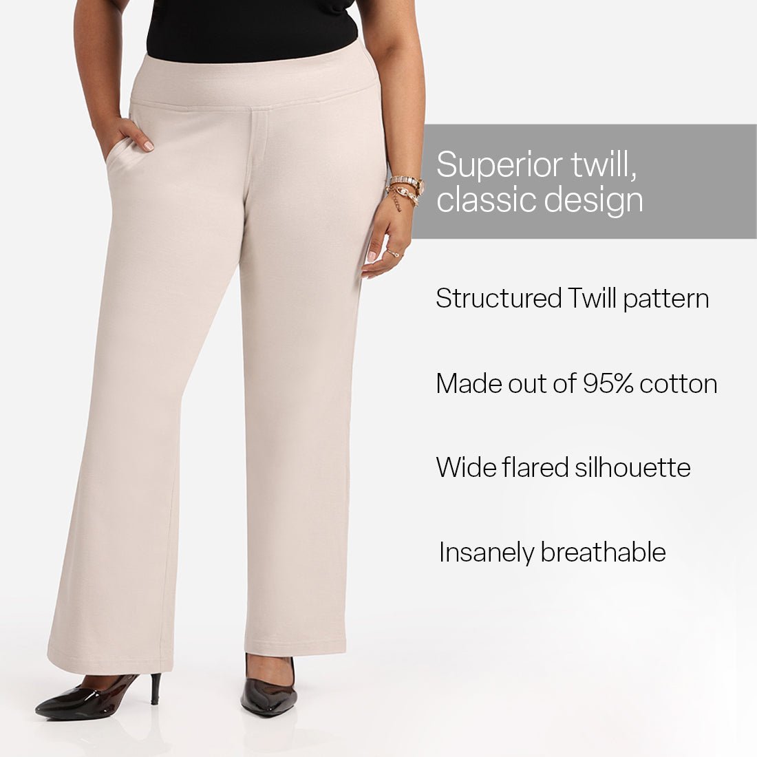 Work-To-Wine Twill Wide Leg Flare Pants - BlissClub