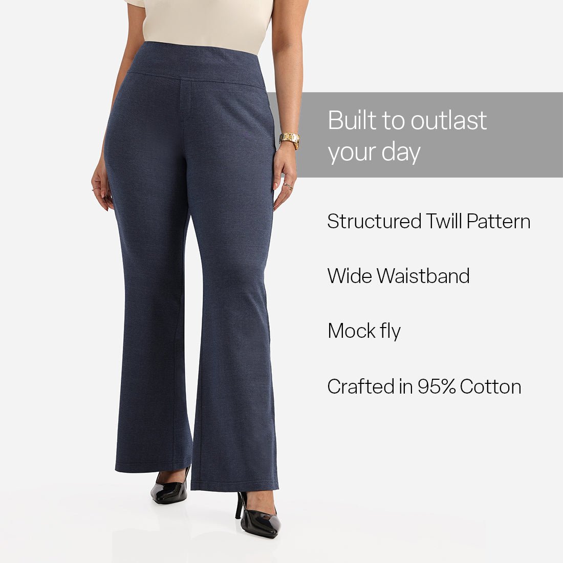 Work-To-Wine Twill Wide Leg Flare Pants - BlissClub