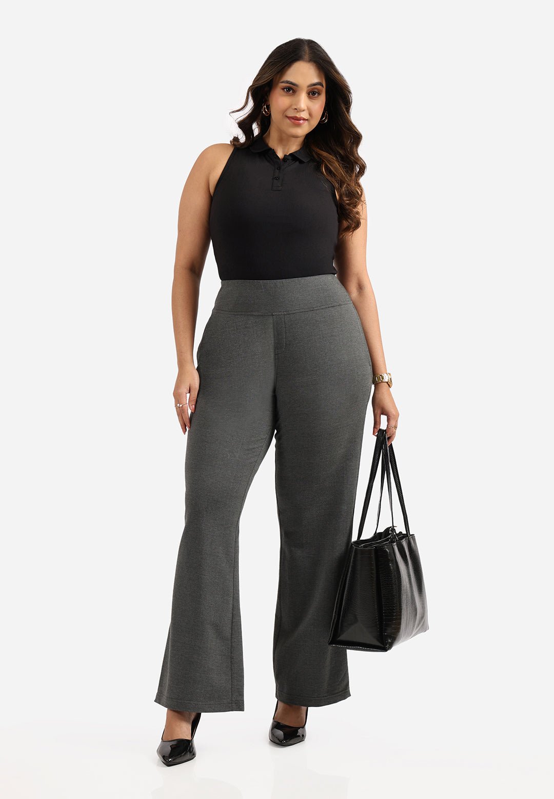 Work-To-Wine Twill Wide Leg Flare Pants - BlissClub