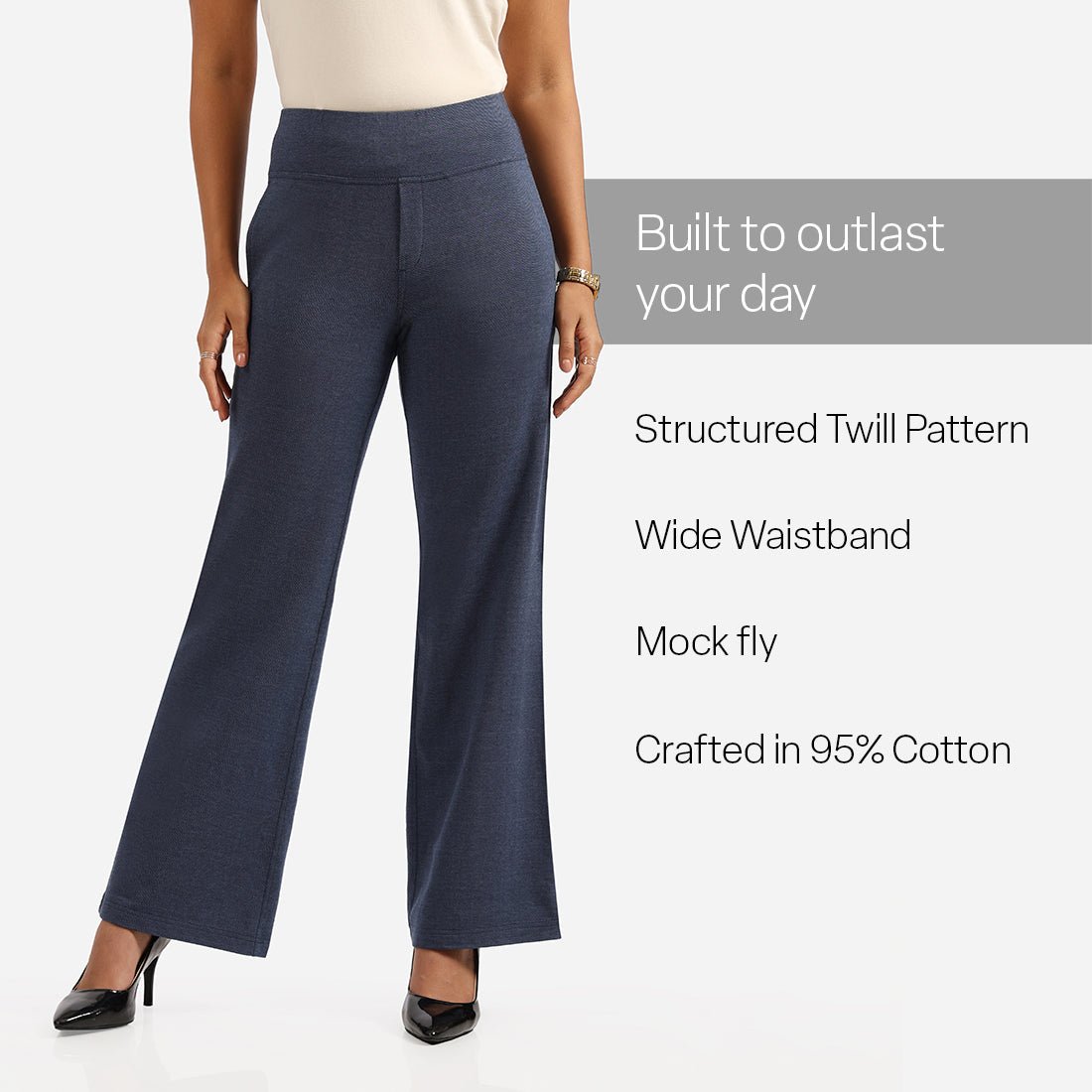 Work-To-Wine Twill Wide Leg Flare Pants - BlissClub