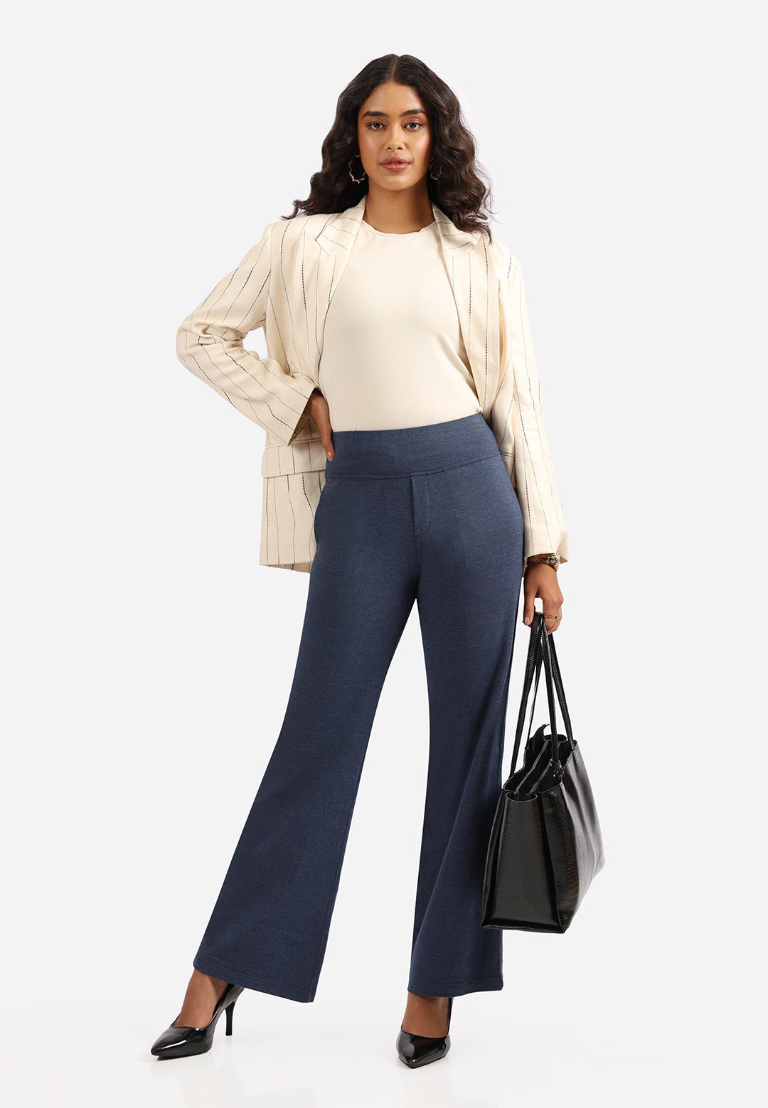 Work-To-Wine Twill Wide Leg Flare Pants - BlissClub