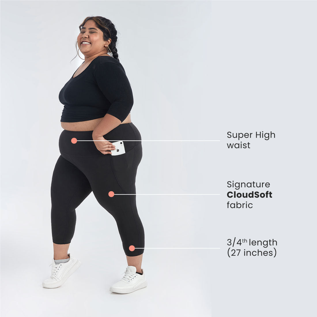 High Waisted Capris with Pockets for Women & Girls