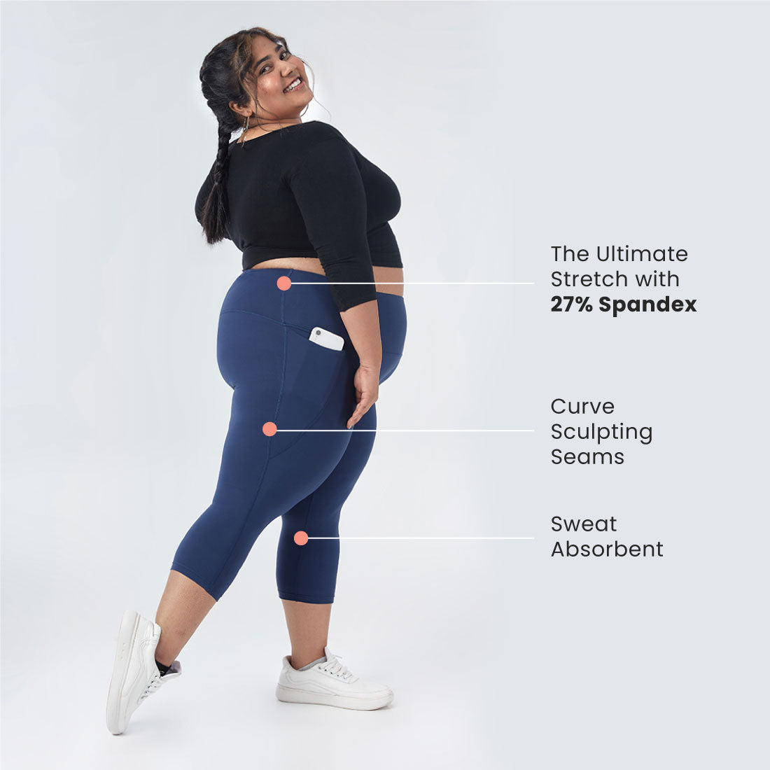 High Waisted Capris with Pockets for Women & Girls