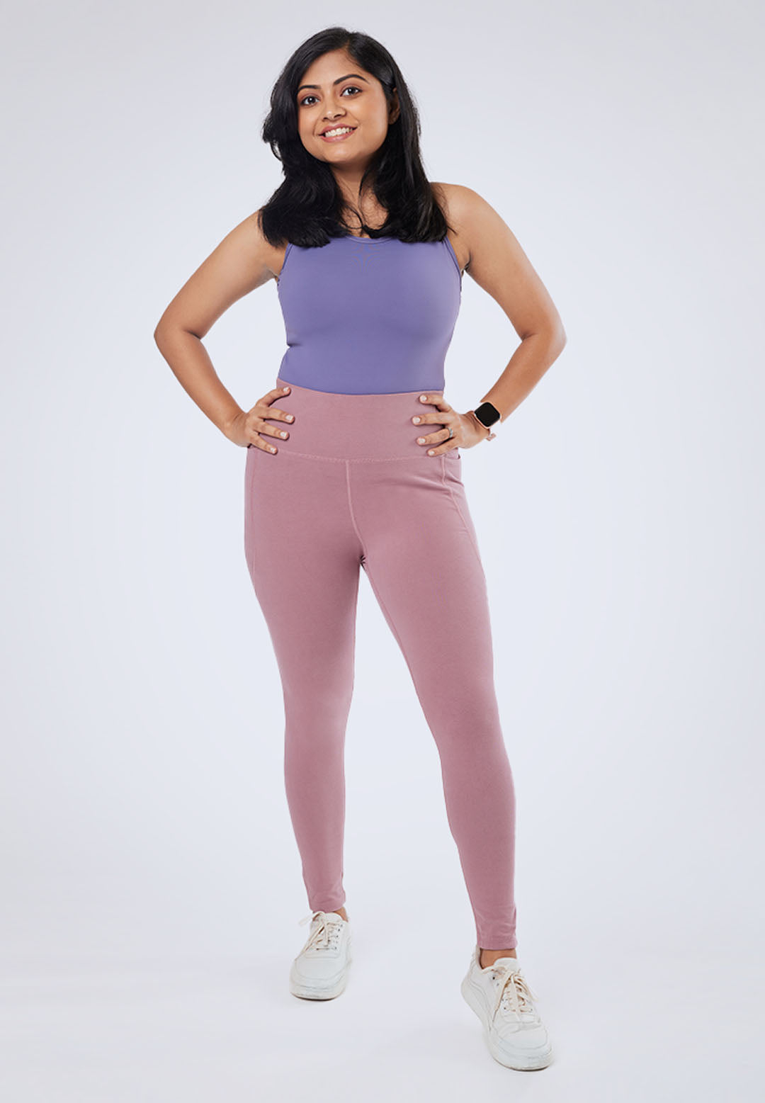 High Waisted Ankle Length Cotton Leggings with Pockets for Women
