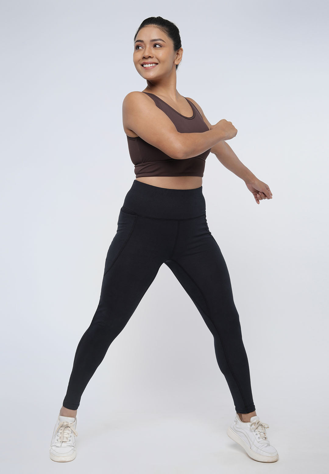 High Waisted Ankle Length Cotton Leggings with Pockets for Women