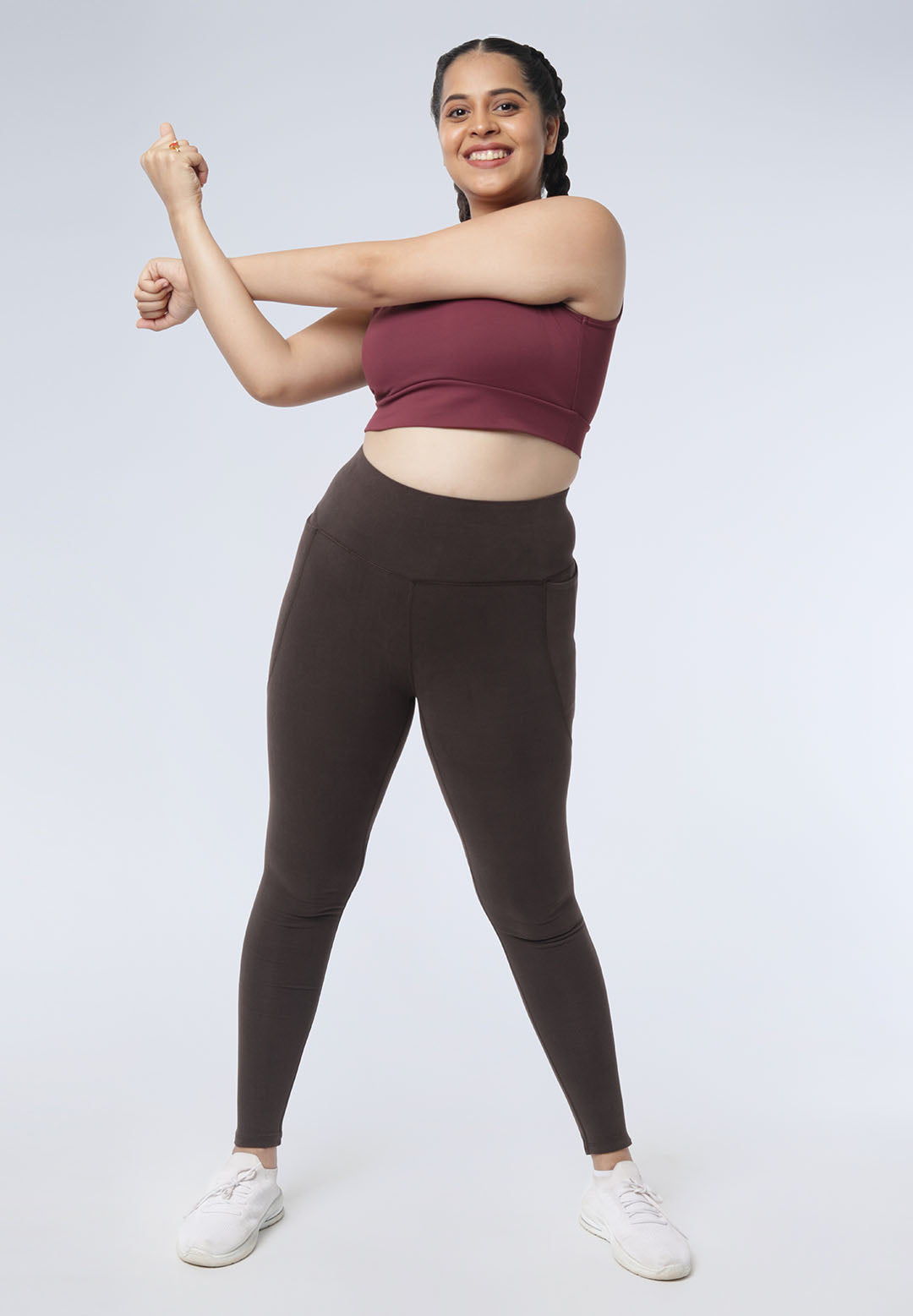 High Waisted Ankle Length Cotton Leggings with Pockets for Women