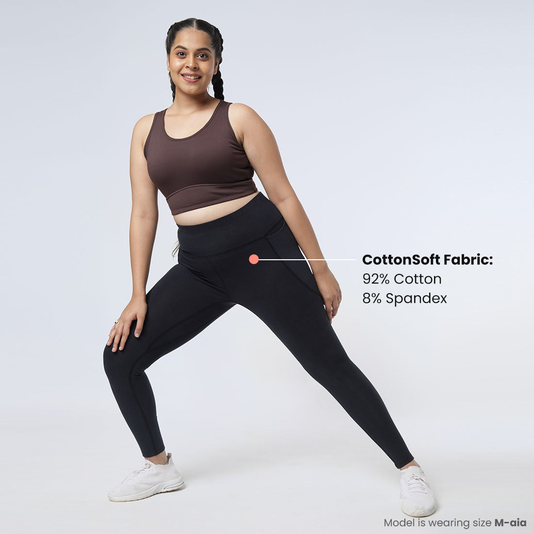 High Waisted Ankle Length Cotton Leggings with Pockets for Women
