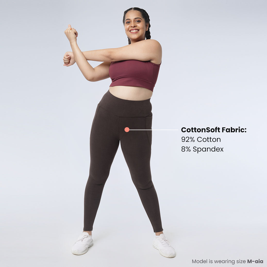 High Waisted Ankle Length Cotton Leggings with Pockets for Women