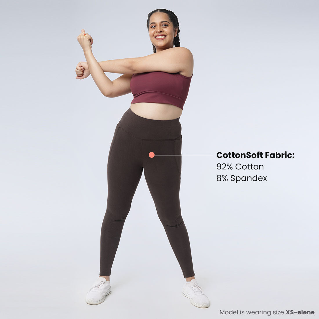 High Waisted Ankle Length Cotton Leggings with Pockets for Women