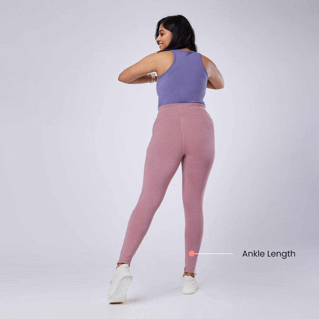 High Waisted Ankle Length Cotton Leggings with Pockets for Women