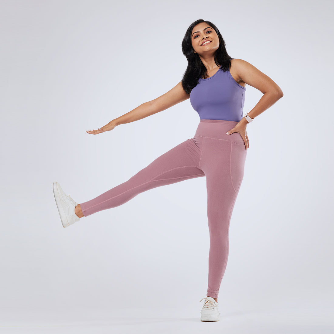 High Waisted Ankle Length Cotton Leggings with Pockets for Women