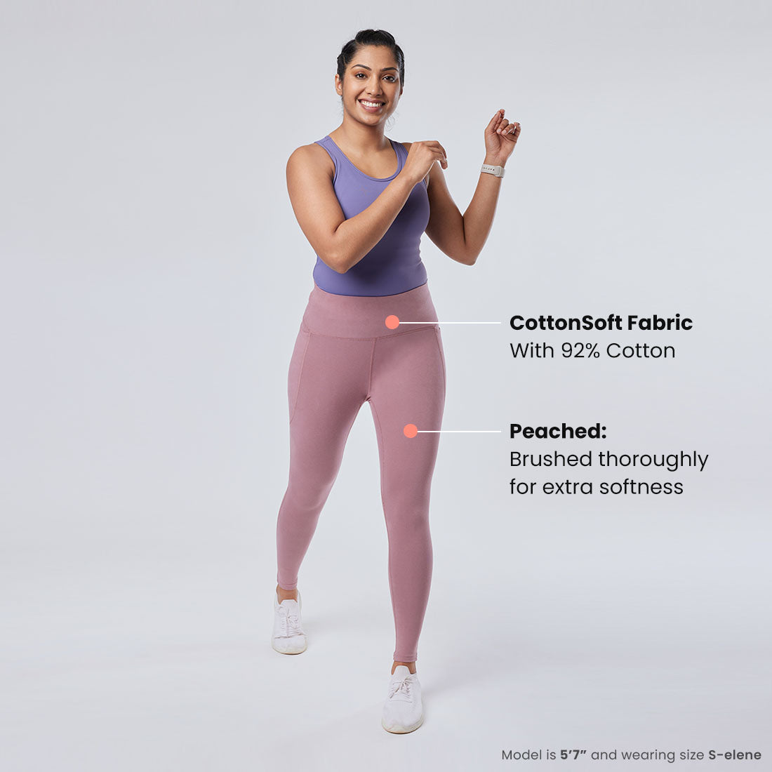 High Waisted Ankle Length Cotton Leggings with Pockets for Women