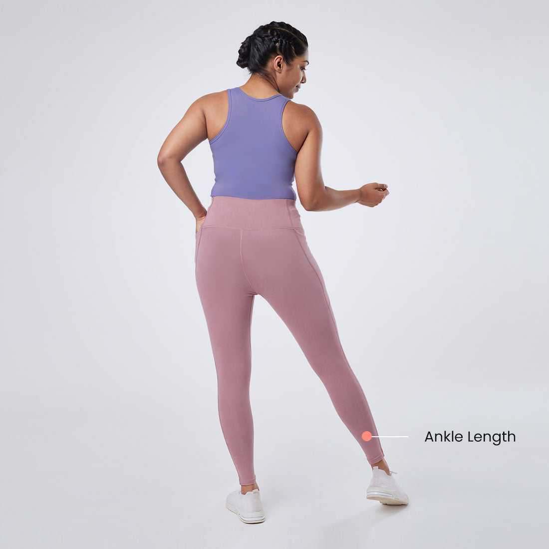 High Waisted Ankle Length Cotton Leggings with Pockets for Women