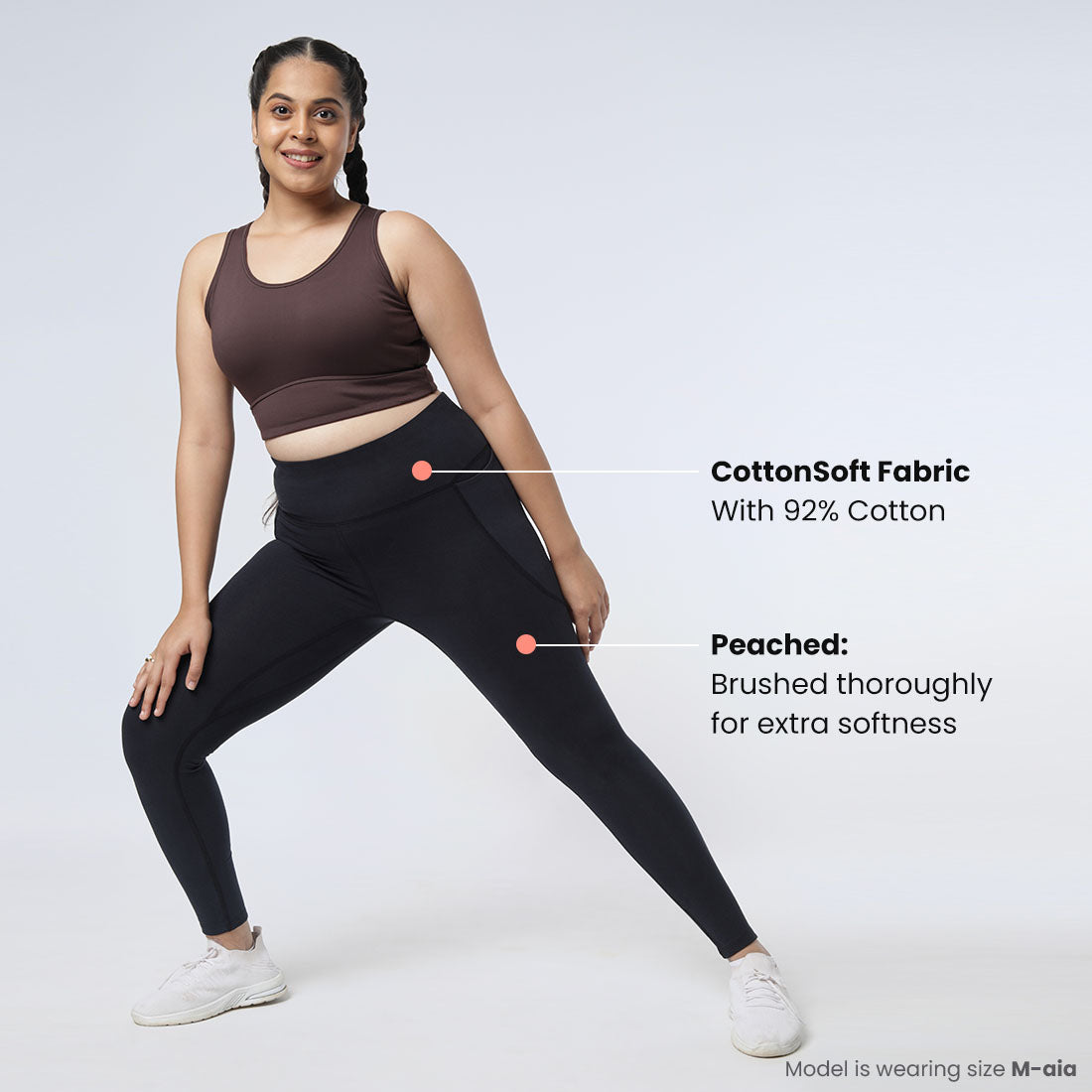 High Waisted Ankle Length Cotton Leggings with Pockets for Women