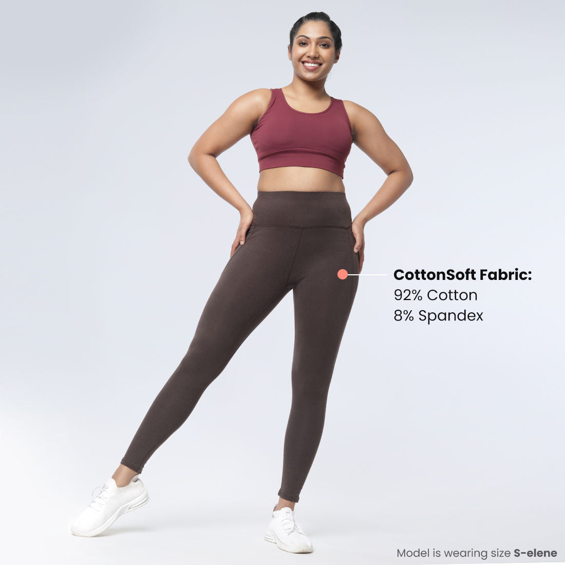 High Waisted Ankle Length Cotton Leggings with Pockets for Women
