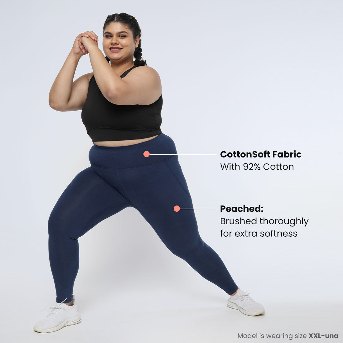 High Waisted Ankle Length Cotton Leggings with Pockets for Women