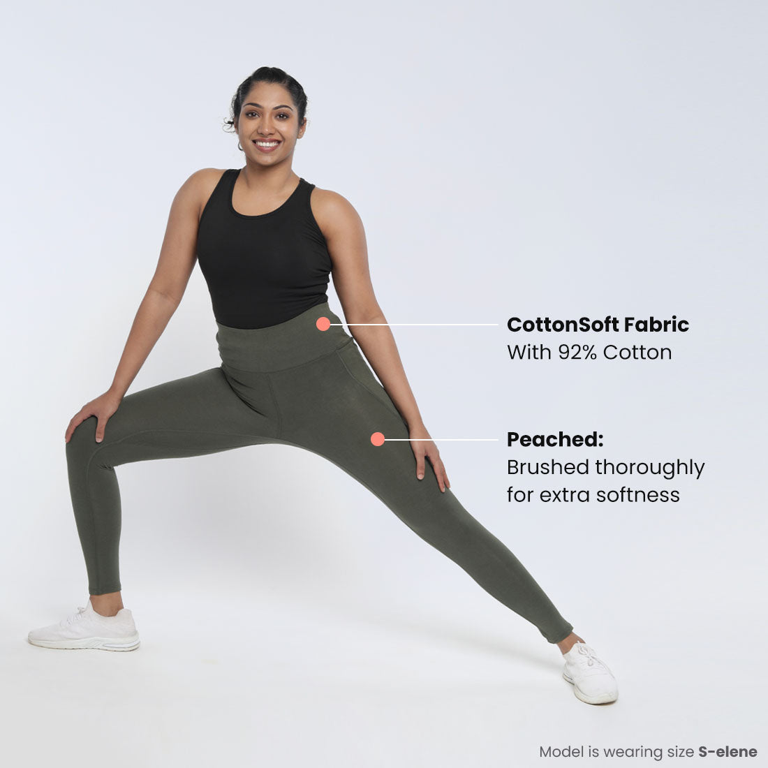 High Waisted Ankle Length Cotton Leggings with Pockets for Women