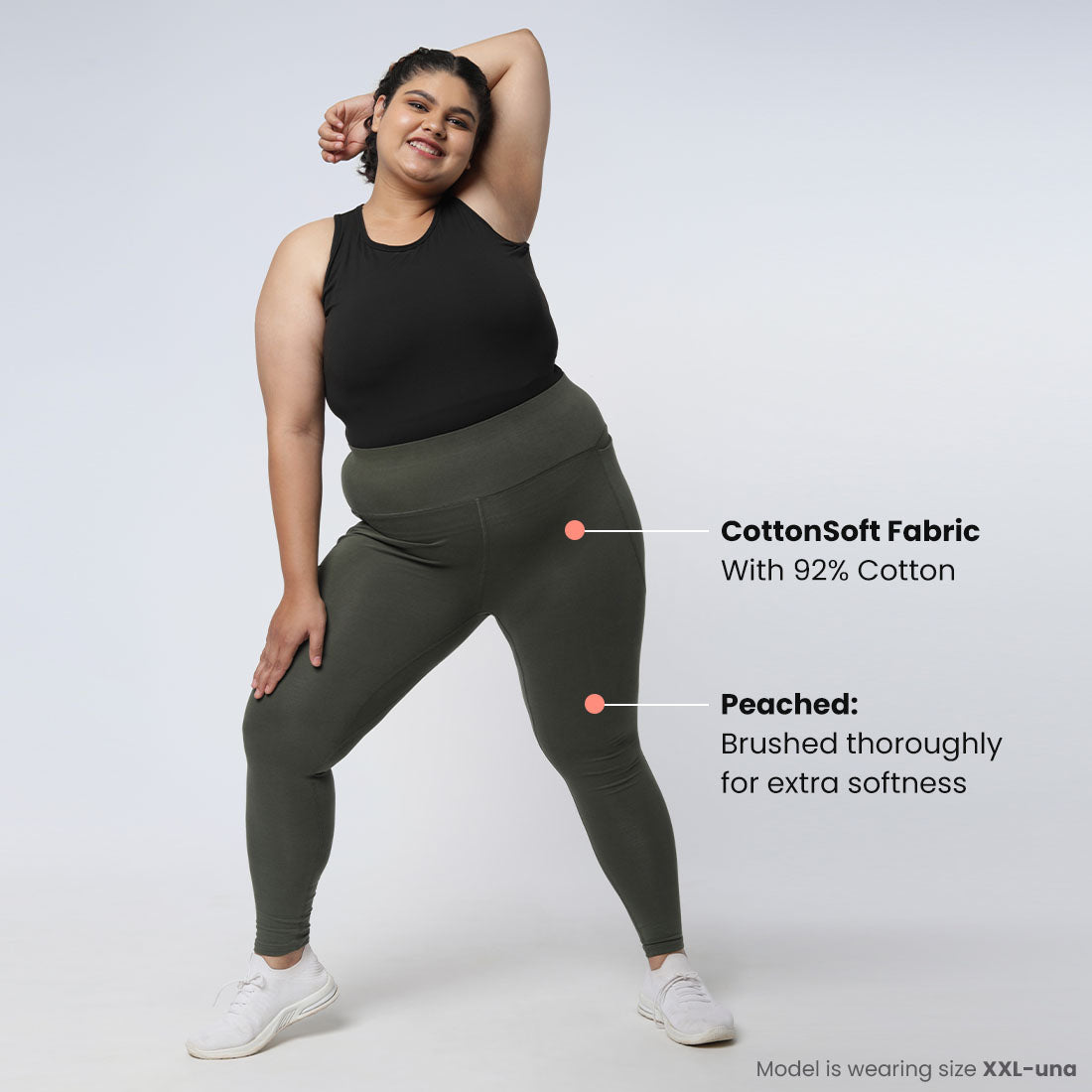 High Waisted Ankle Length Cotton Leggings with Pockets for Women