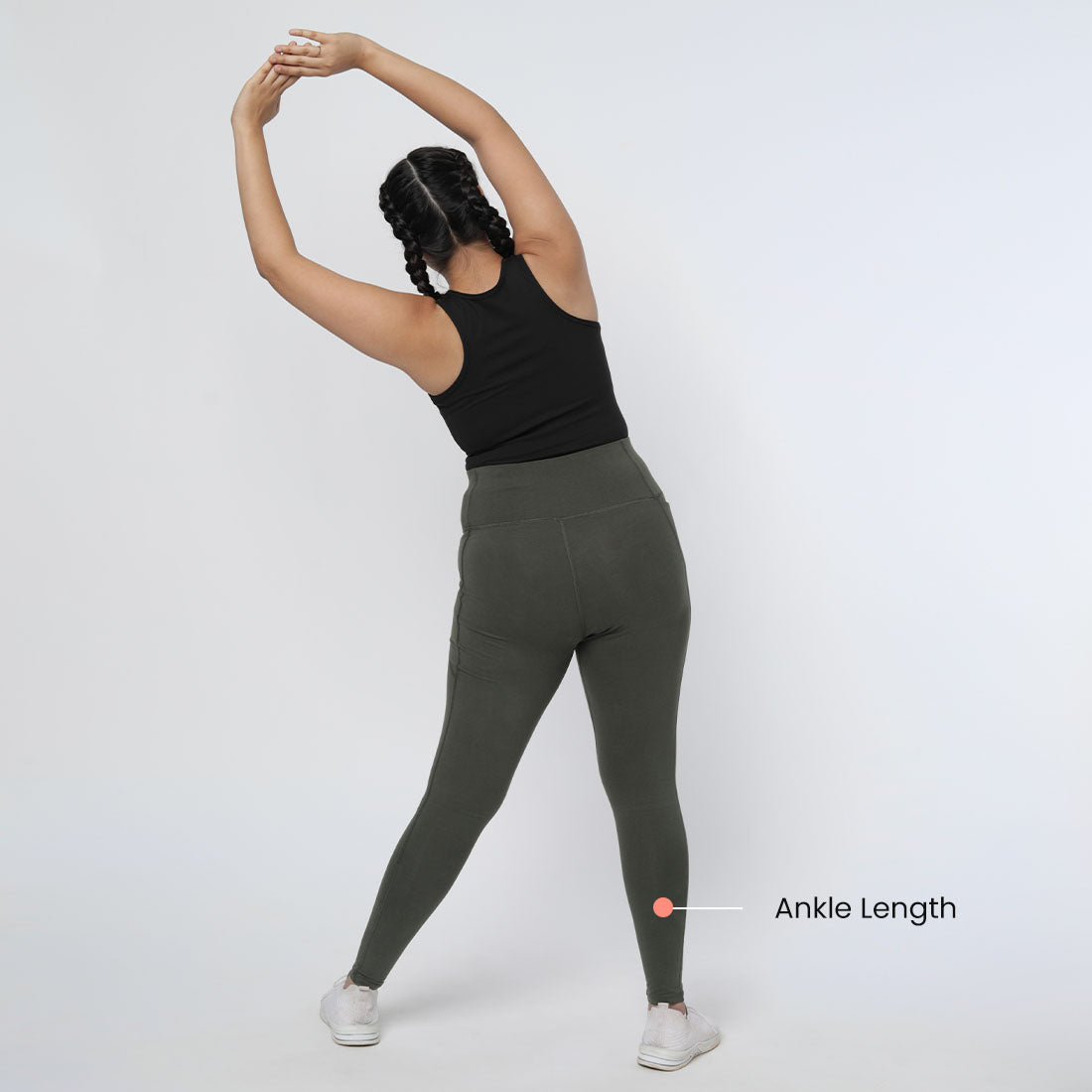 High Waisted Ankle Length Cotton Leggings with Pockets for Women