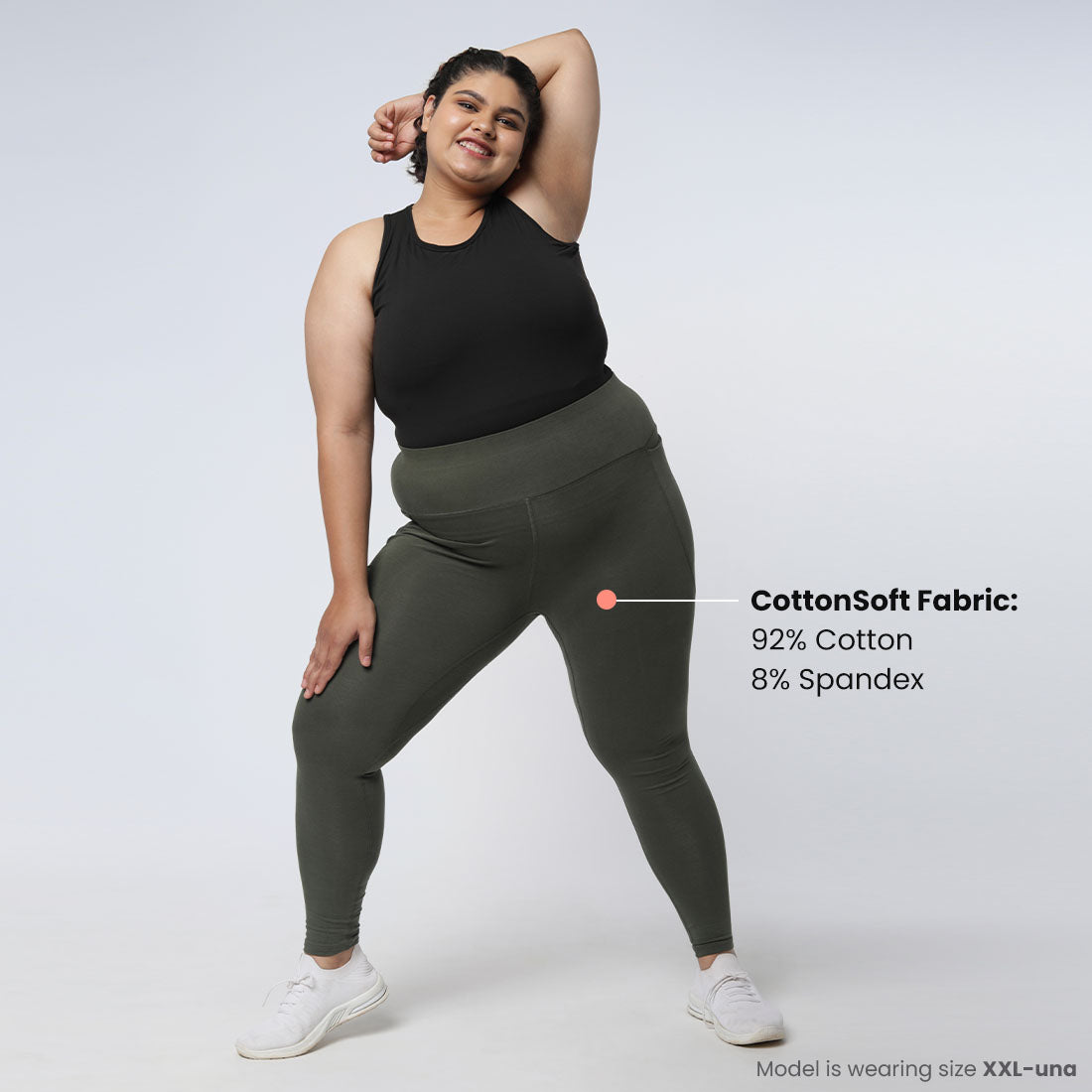 High Waisted Ankle Length Cotton Leggings with Pockets for Women
