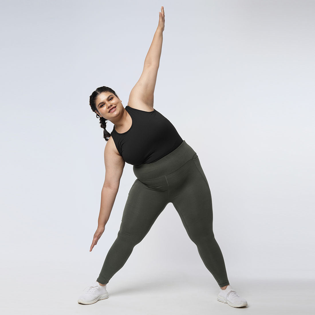 High Waisted Ankle Length Cotton Leggings with Pockets for Women