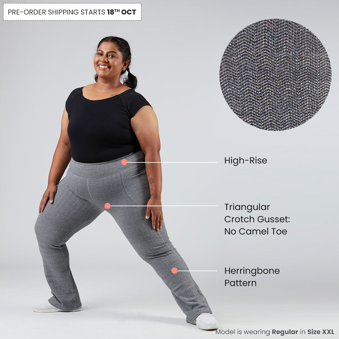 High Waisted Cotton Flare Pants with Pockets for Women