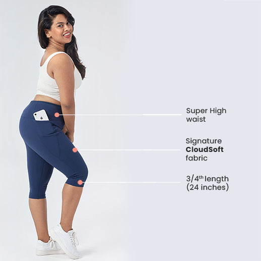 High Waisted Capris with Pockets for Women & Girls