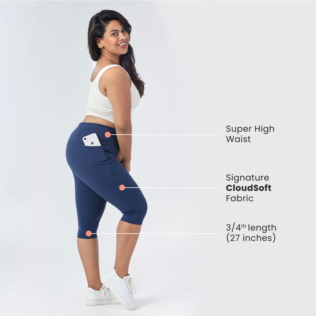 High Waisted Capris with Pockets for Women & Girls