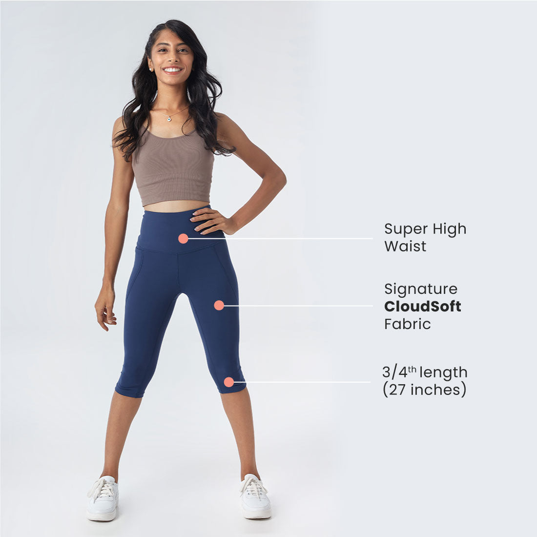 High Waisted Capris with Pockets for Women & Girls