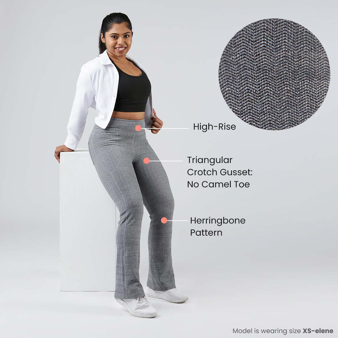 High Waisted Cotton Flare Pants with Pockets for Women
