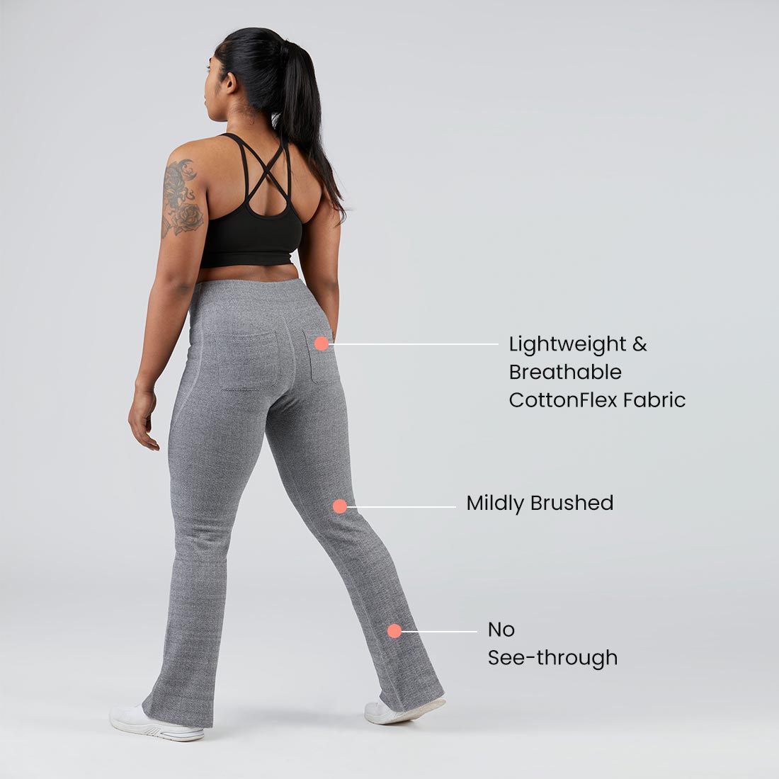 High Waisted Cotton Flare Pants with Pockets for Women