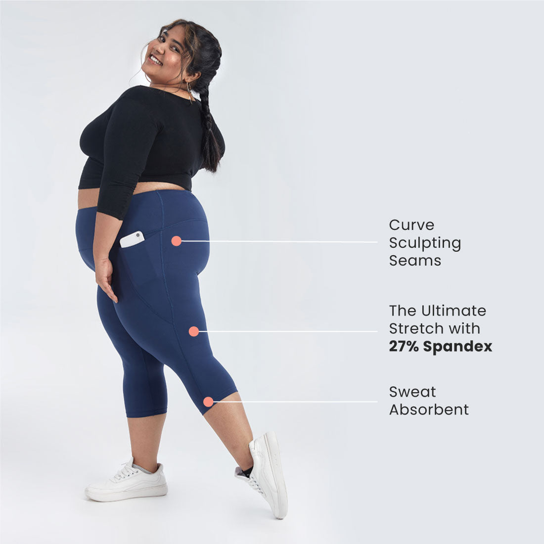 High Waisted Capris with Pockets for Women & Girls