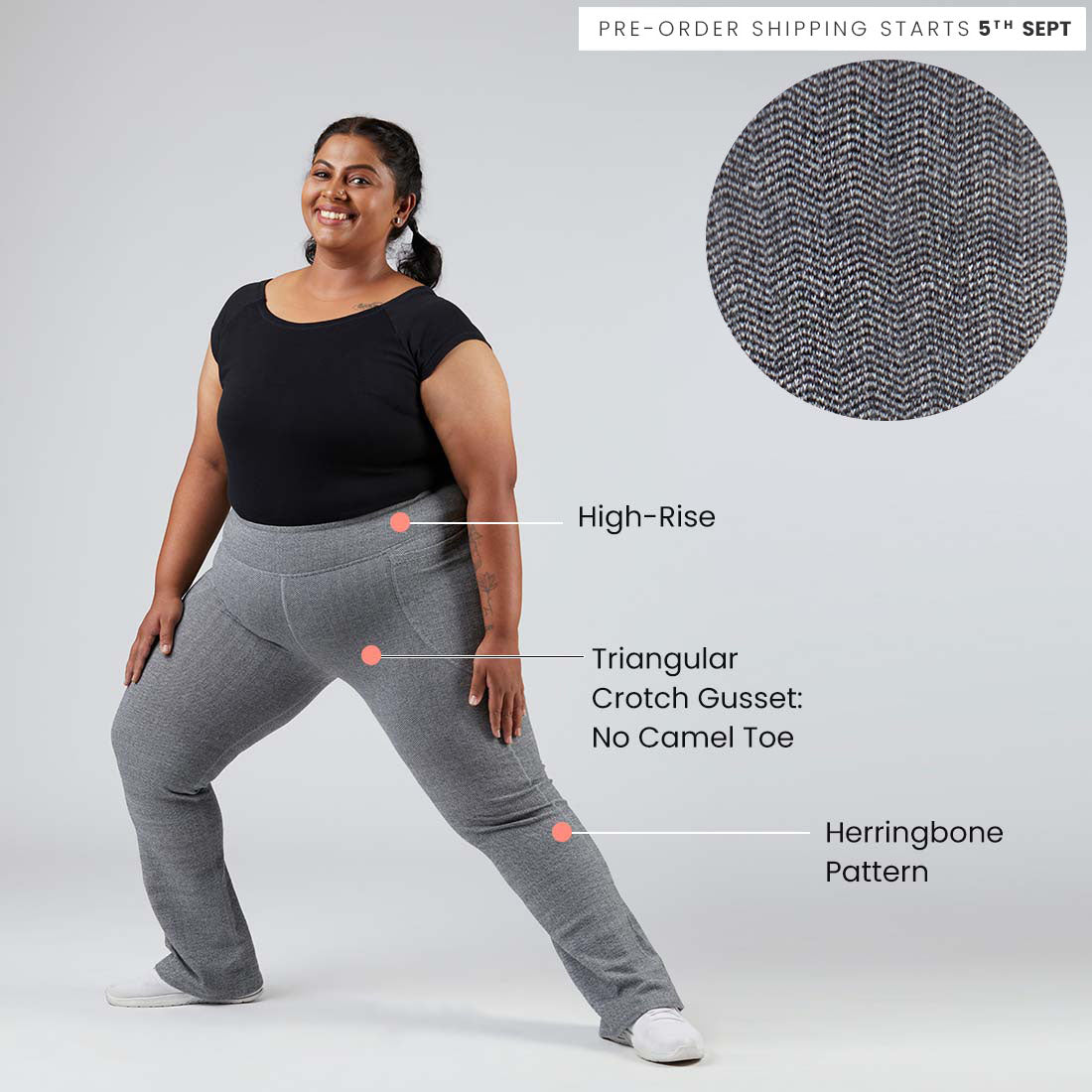 High Waisted Cotton Flare Pants with Pockets for Women