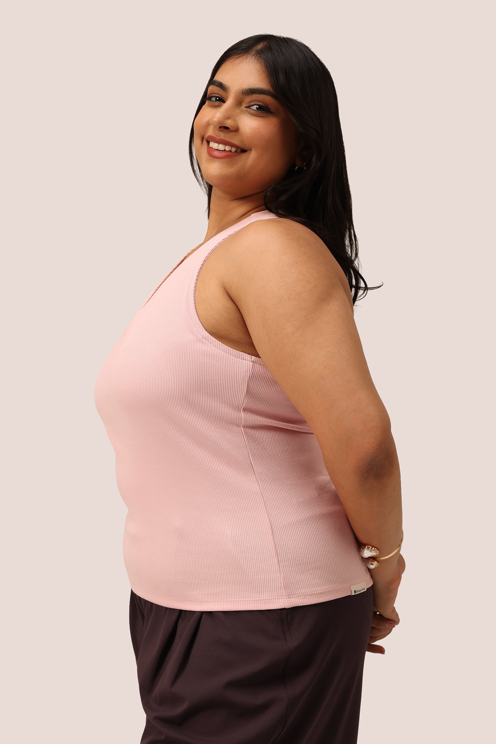 Blissentials V- Neck Racerback Built In Bra Top