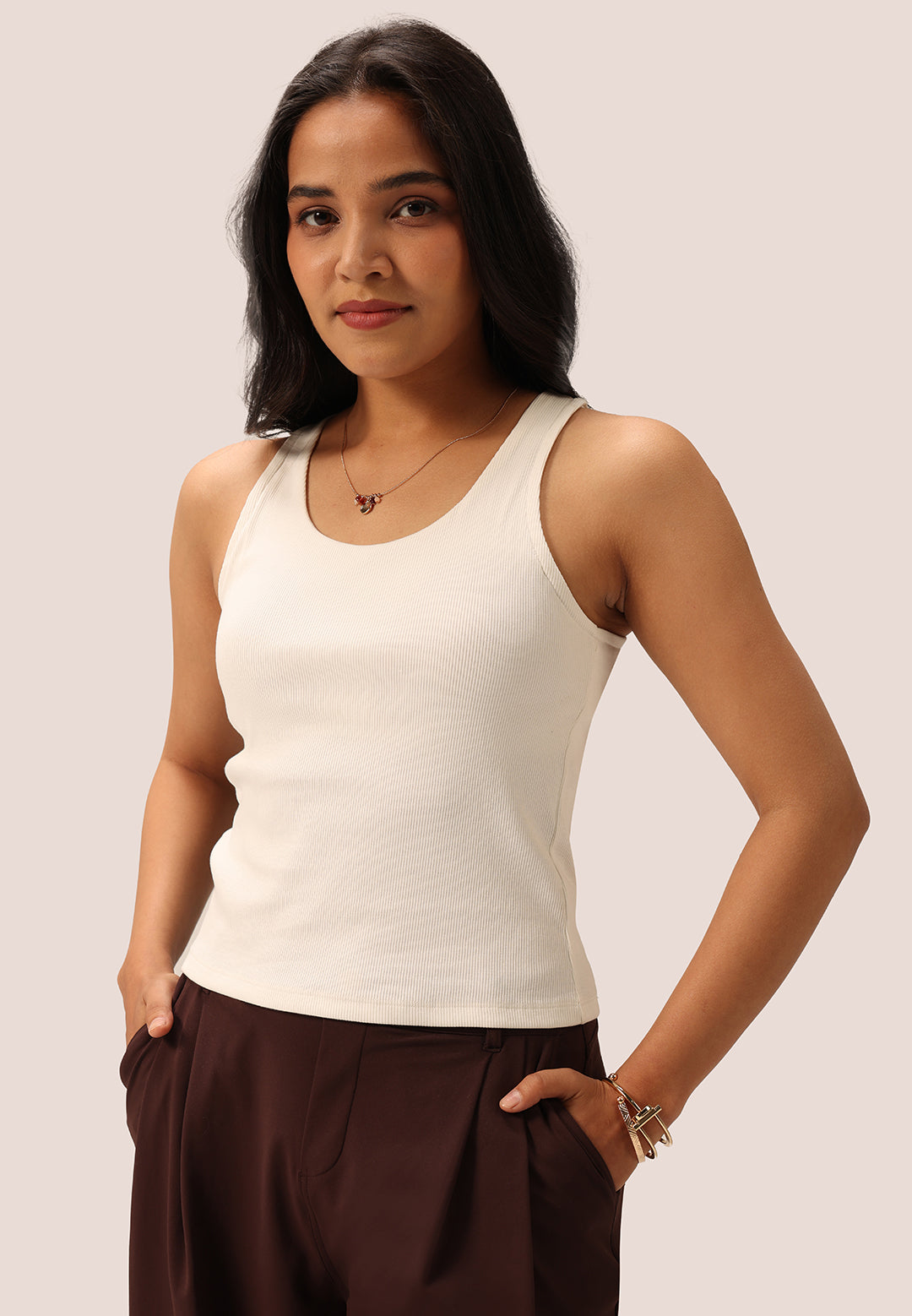 Blissentials Round Neck Built In Bra Top