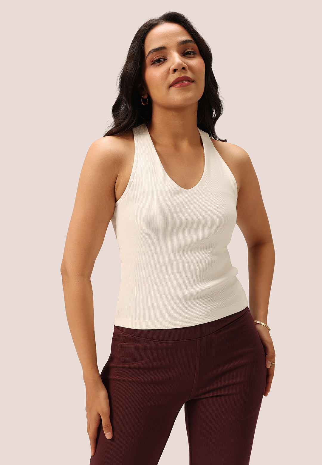 Blissentials V- Neck Racerback Built In Bra Top