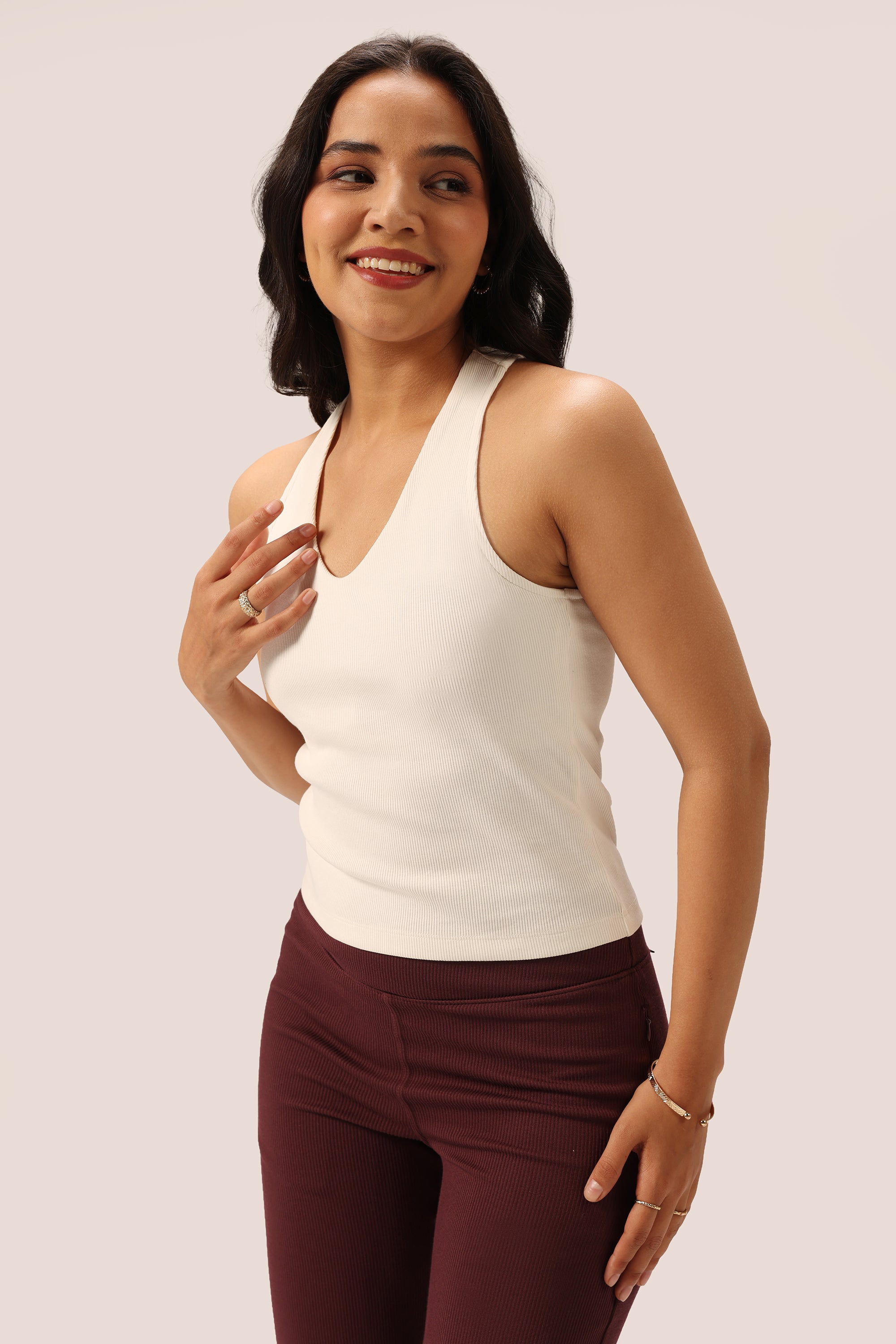 Blissentials V- Neck Racerback Built In Bra Top
