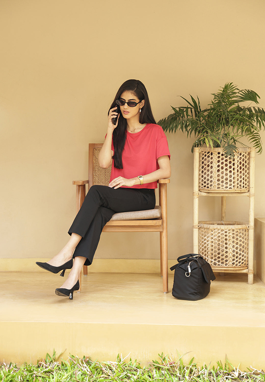 Buy BLACK SOLID T-SHIRT AND TROUSER SET for Women Online in India