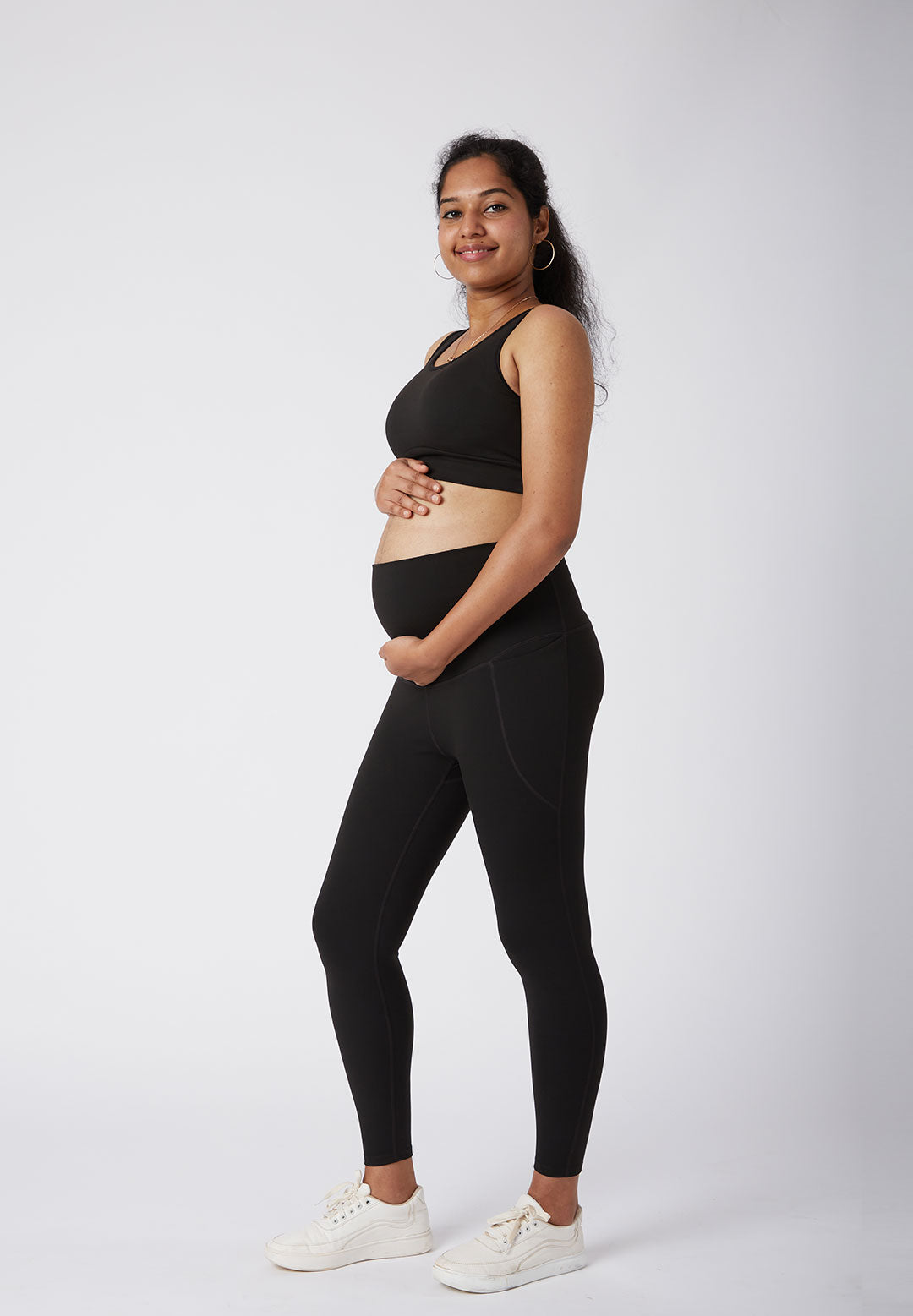 MIRITY Maternity Seamless Leggings Over The Belly Pregnancy Workout  Stretchy Pants with Pockets, Brown, XS : Amazon.co.uk: Fashion