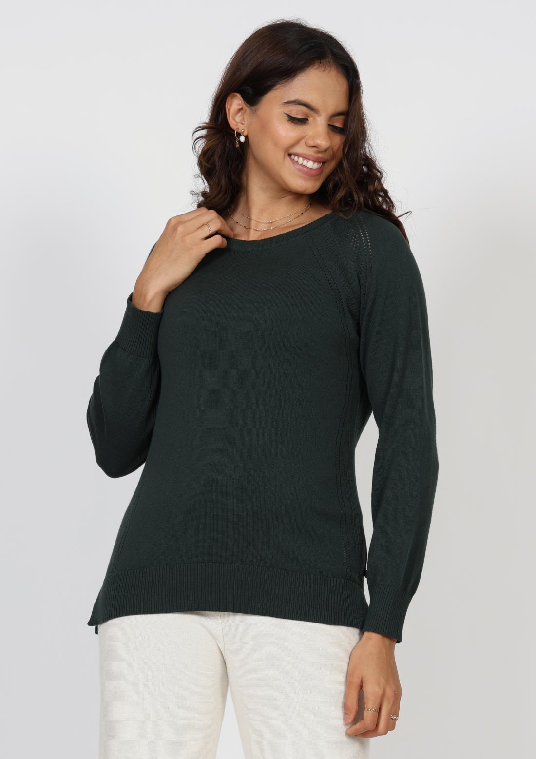 At-Ease Cotton Knit Pointelle Top - Full