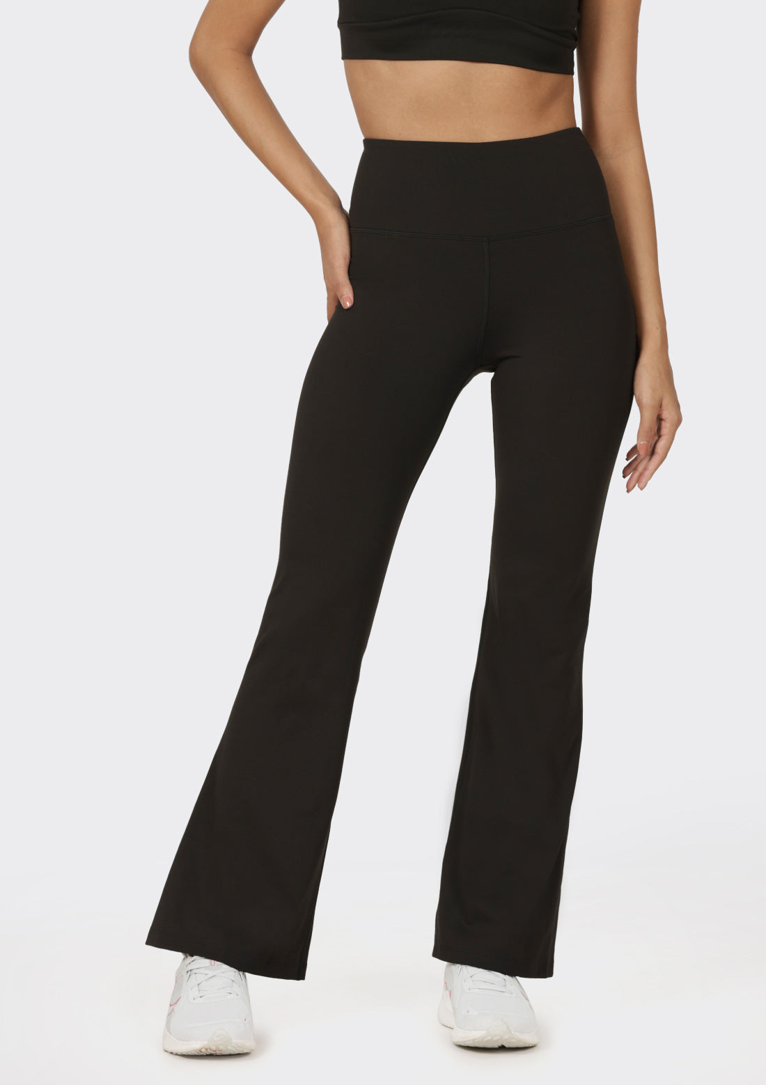 Yoga Flare Pants with Polyester Fabric and Hidden Back Pocket