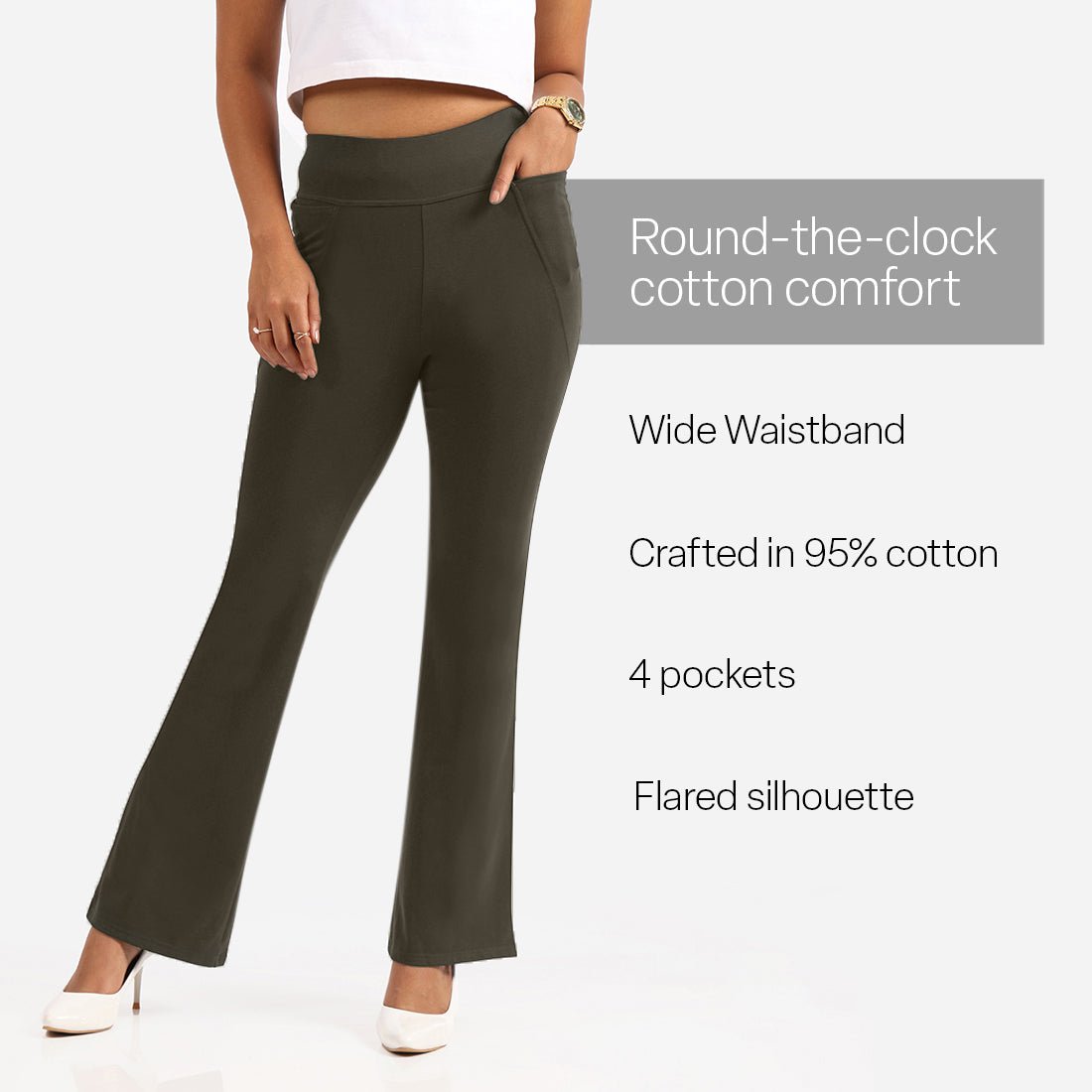 AM:PM Cotton Flare Pants - BlissClub