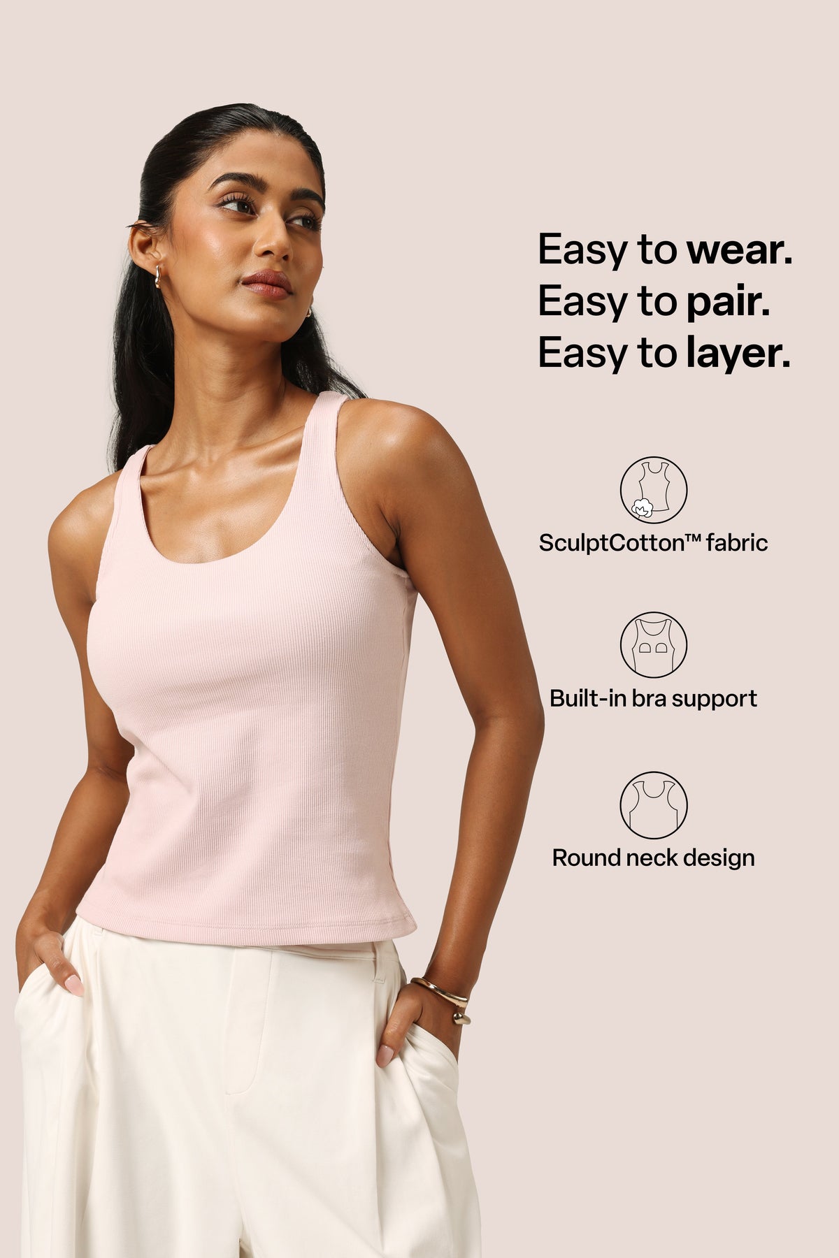 Blissentials Round Neck Built In Bra Top - BlissClub