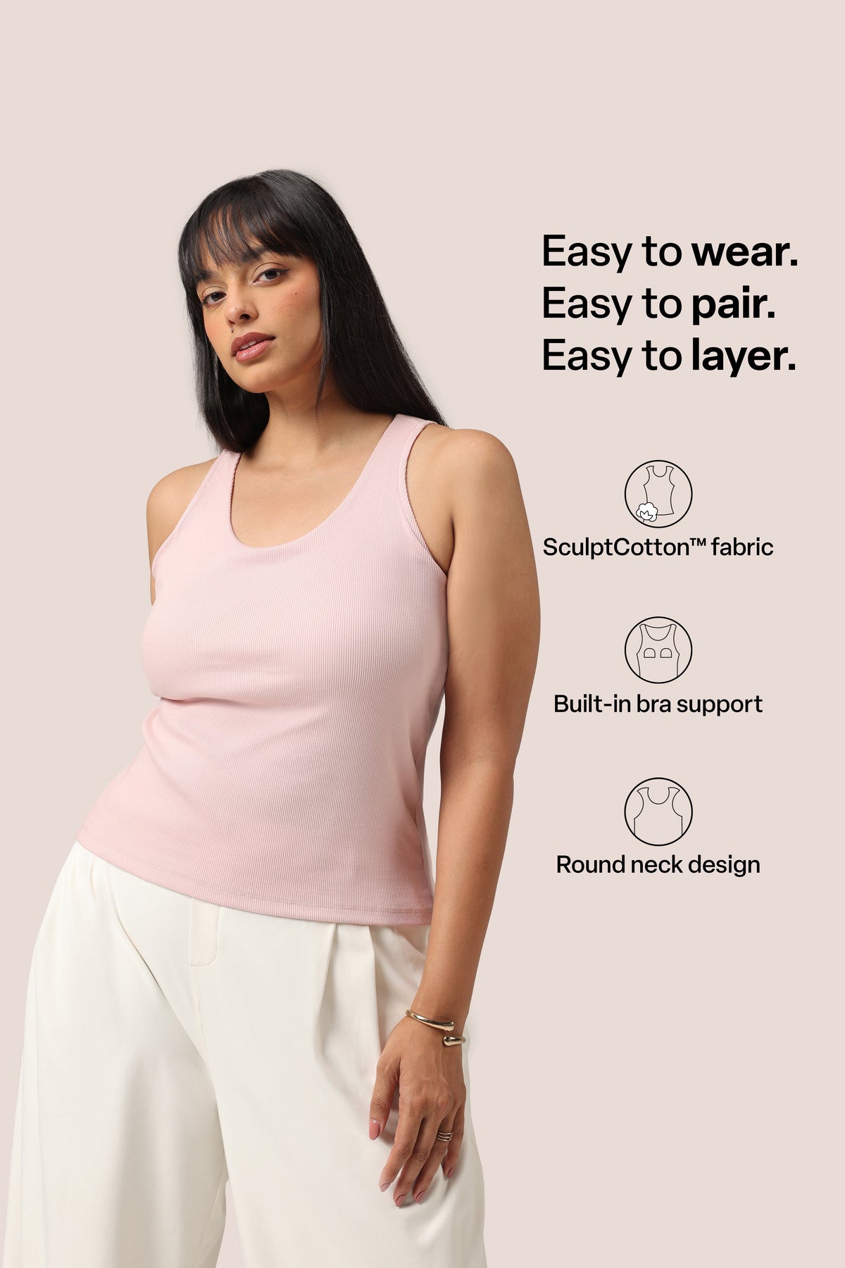 Blissentials Round Neck Built In Bra Top - BlissClub